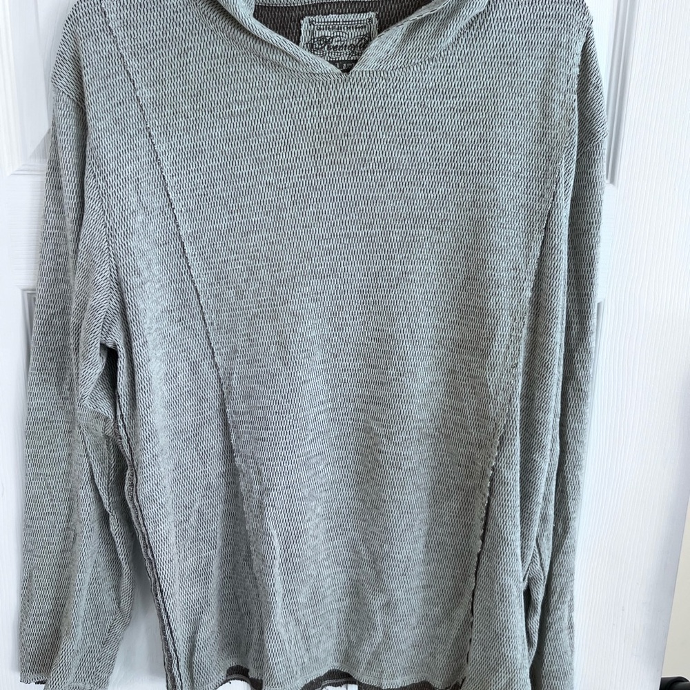 Men's L "Poetrofio" Ultra Light Industrial V-Neck Hoodies  Gray Long Sleeves ❤️